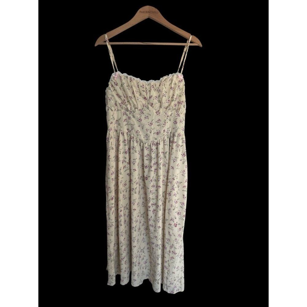 Shein 1X Ditsy Floral Print Ruched Bust Cami Dress Milkmaid Croquette Cottageco